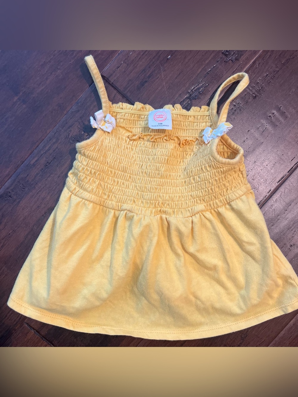 wonder nation Yellow Smocked Camisole with Bow Straps 24 months
